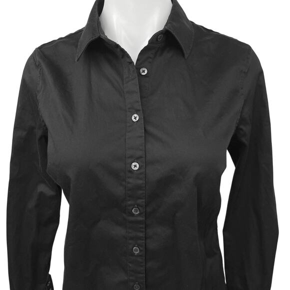 Banana Republic Black Tailored Button Down Long Sleeve Collar Shirt Blouse Top 4 - Picture 3 of 5